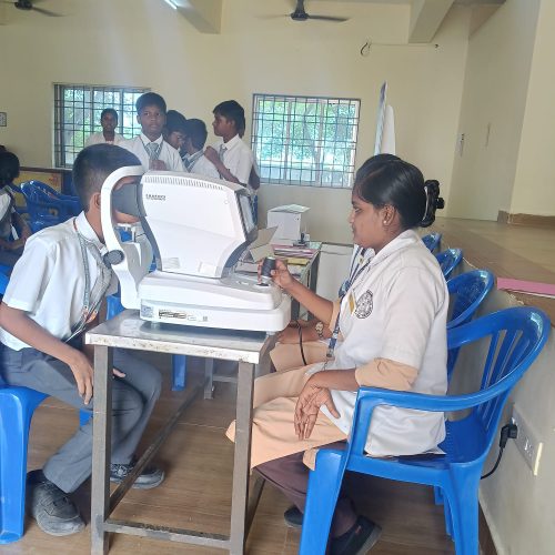 B. Sc Optom students participated in Eye screening camp in association with Dr. Agarwal Eye Hospital team at Dr. SRKV school,
