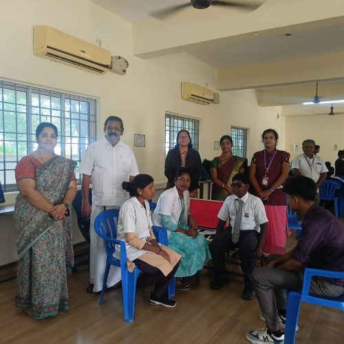 B. Sc Optom students participated in Eye screening camp in association with Dr. Agarwal Eye Hospital team at Dr. SRKV school, Thamaraipakkam
