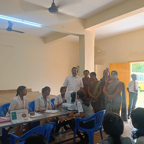B. Sc Optom students participated in Eye screening camp in association with Dr. Agarwal Eye Hospital team at Dr. SRKV school