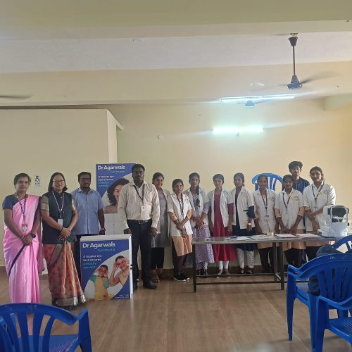 B. Sc Optom students participated in Eye screening camp in association with Dr. Agarwal Eye Hospital team at Dr. SRKV school, Thamaraipakkam